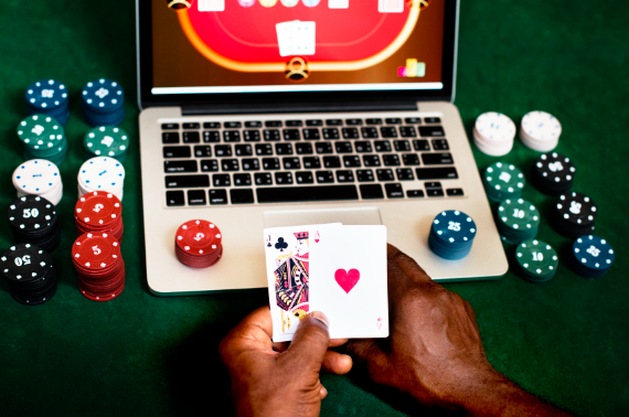 a man playing virtual casino 